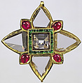 Quatrefoil Pendant, Fabricated from gold; worked in kundan technique and set with diamonds, rubies and emeralds